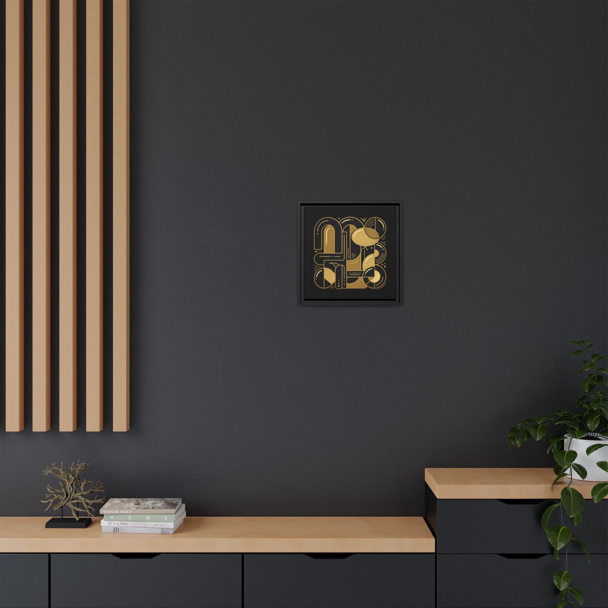Gold Geometric Art Print — Framed Matte Canvas