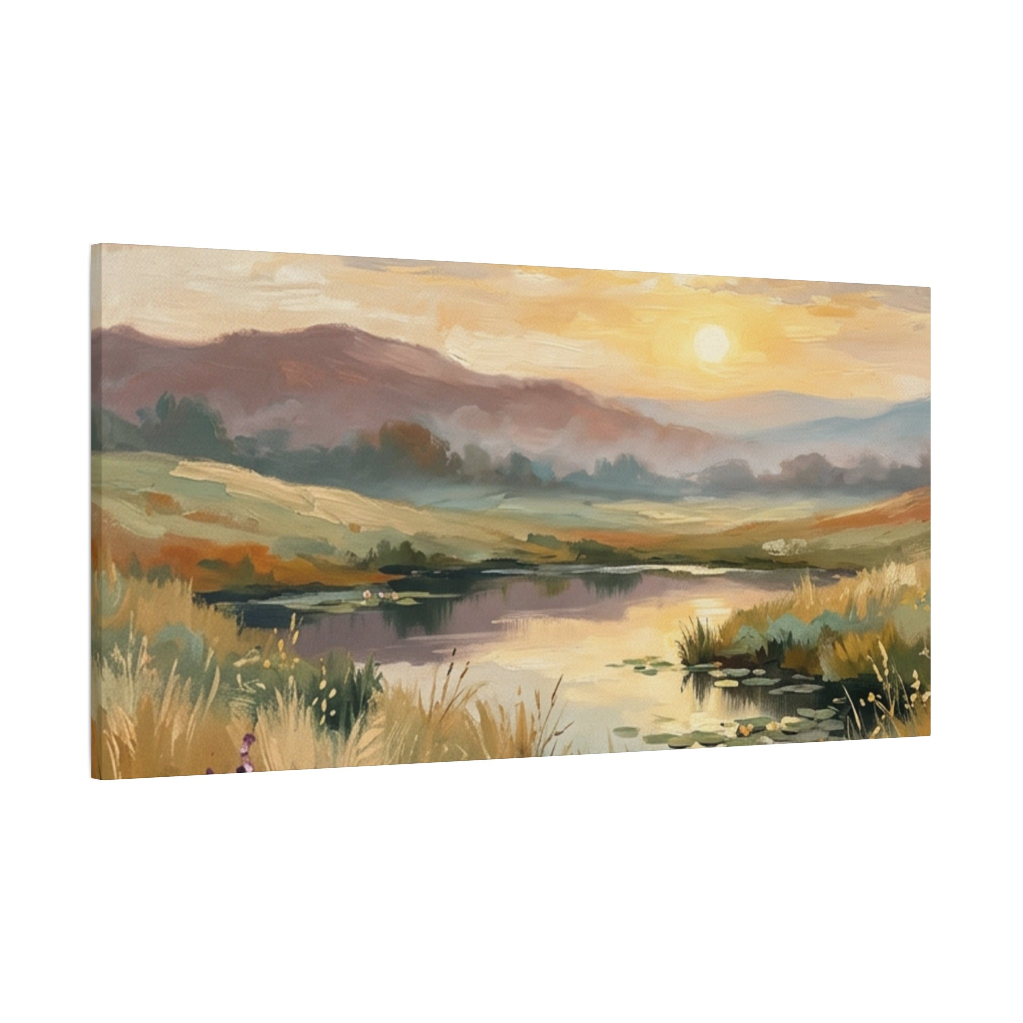 Sunset Meadow Canvas Wall Art — Stretched Matte Landscape Print