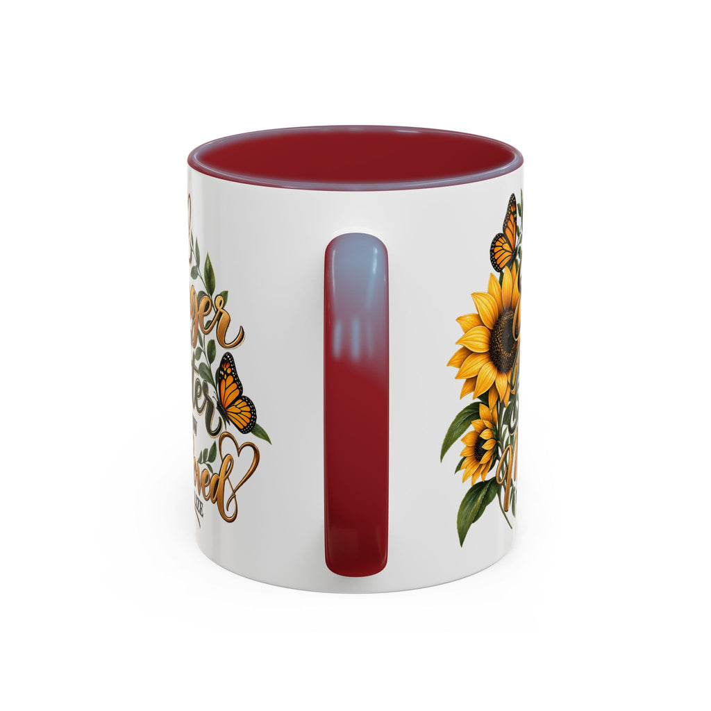 Inspirational Sunflower Coffee Mug — "You Are Stronger, Brighter, More Loved" Accent Mug