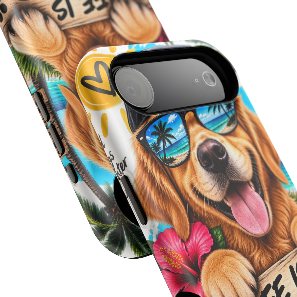 Impact-Resistant Phone Case — "Life Is Better With a Dog" Tropical Dog Design