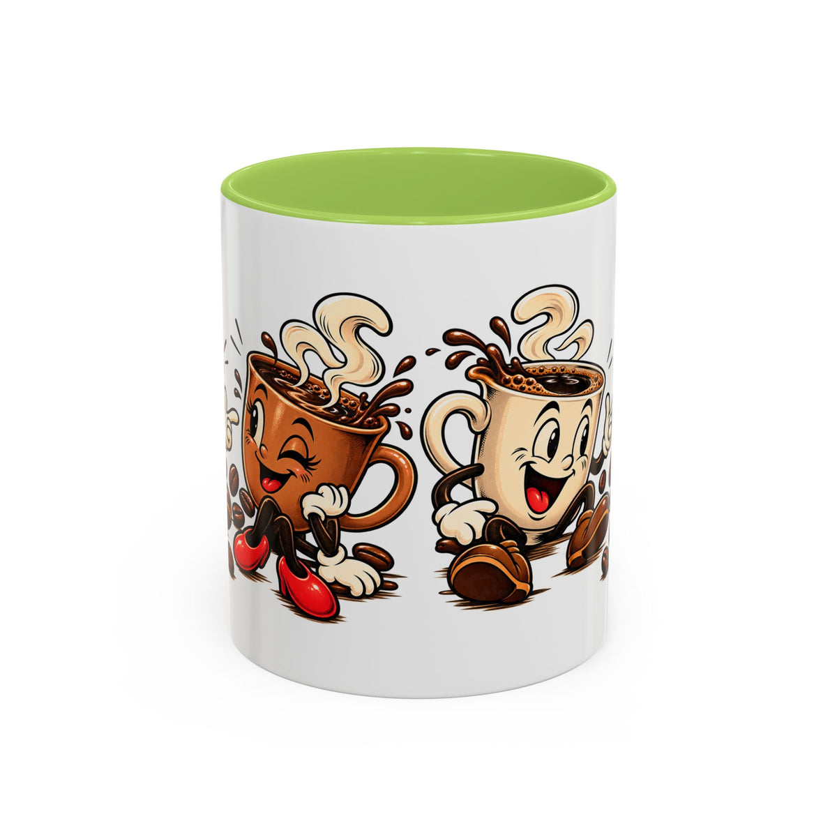 Coffee Cartoon Mug — Cute Dancing Coffee Cups Accent Mug