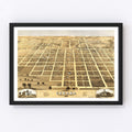 Vintage Map of Urbana, Illinois 1869