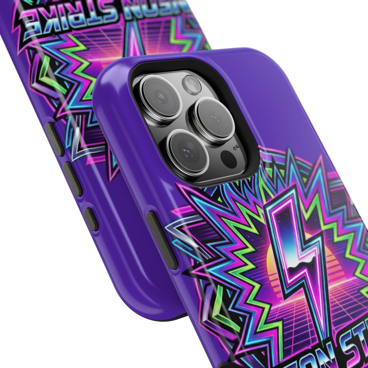Neon Strike Phone Case — Retro 80s Lightning Magnetic Impact-Resistant Cover