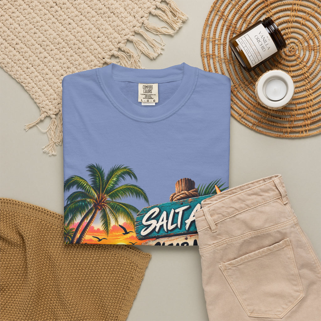Salt Air, Clear Mind T-Shirt — Tropical Sunset Beach Graphic Tee