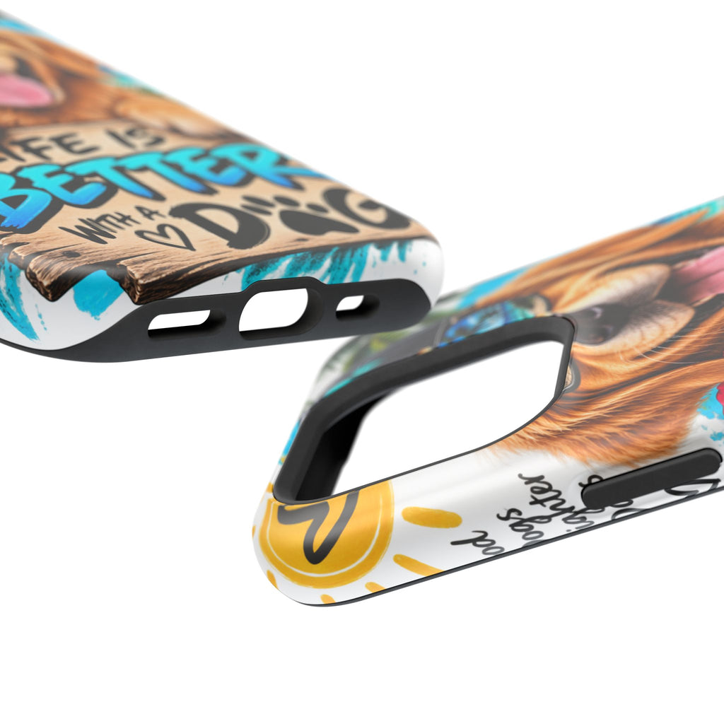 Impact-Resistant Phone Case — "Life Is Better With a Dog" Tropical Dog Design