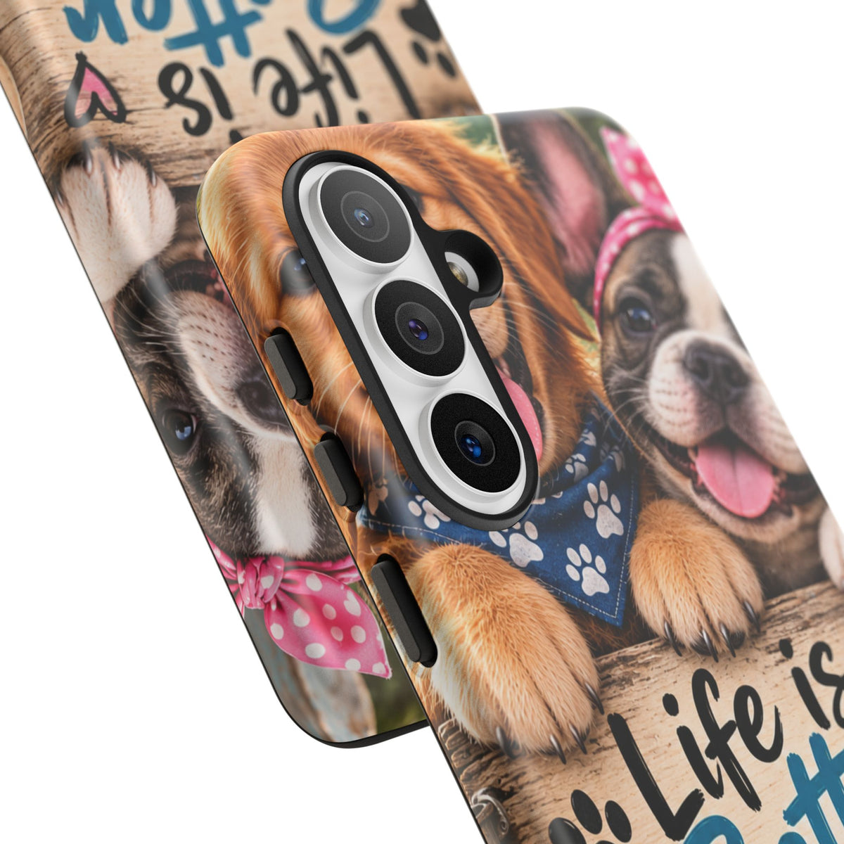 Phone Case — "Life Is Better with Dogs" Cute Pawprint Dog Lover Protective Case