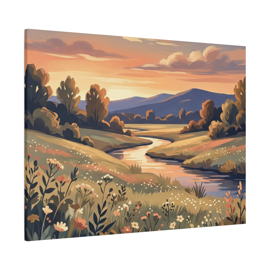Sunset Meadow Canvas Wall Art