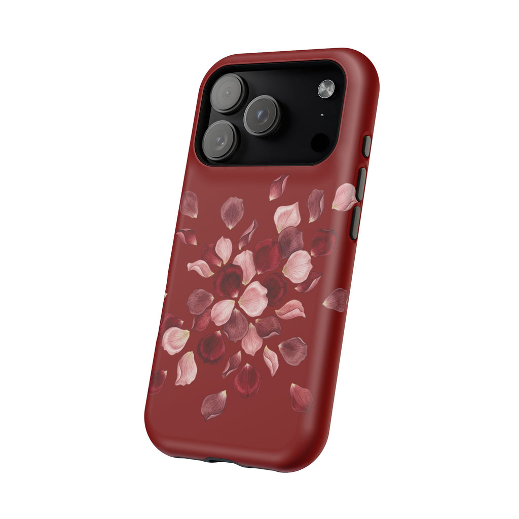 Phone Case — Red Floral Petal Magnetic Impact-Resistant Cover