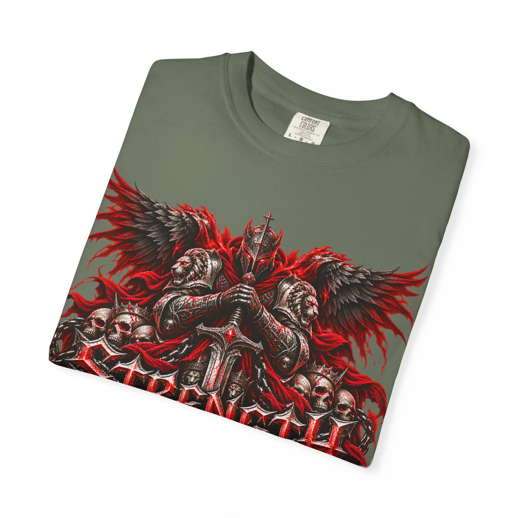 Strength Warrior T-Shirt — Gothic Skull Wings Graphic Tee