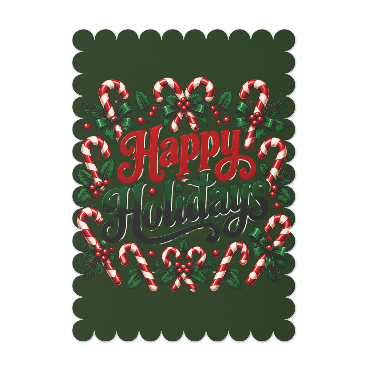 Happy Holidays Candy Cane Christmas Greeting Card
