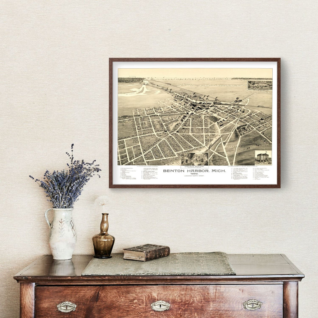 Vintage Map of Benton Harbor, Michigan 1889