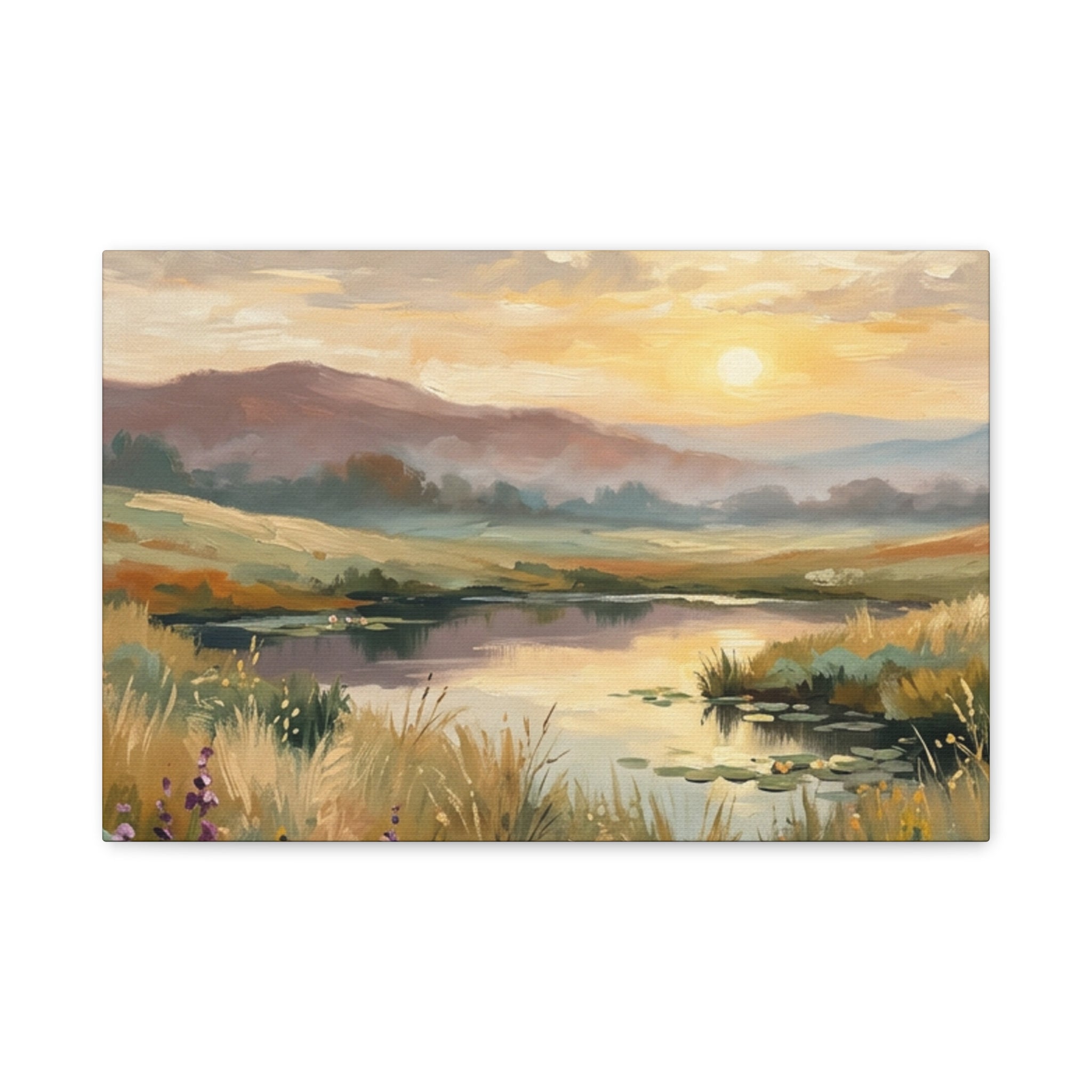 Sunset Meadow Canvas Wall Art — Stretched Matte Landscape Print