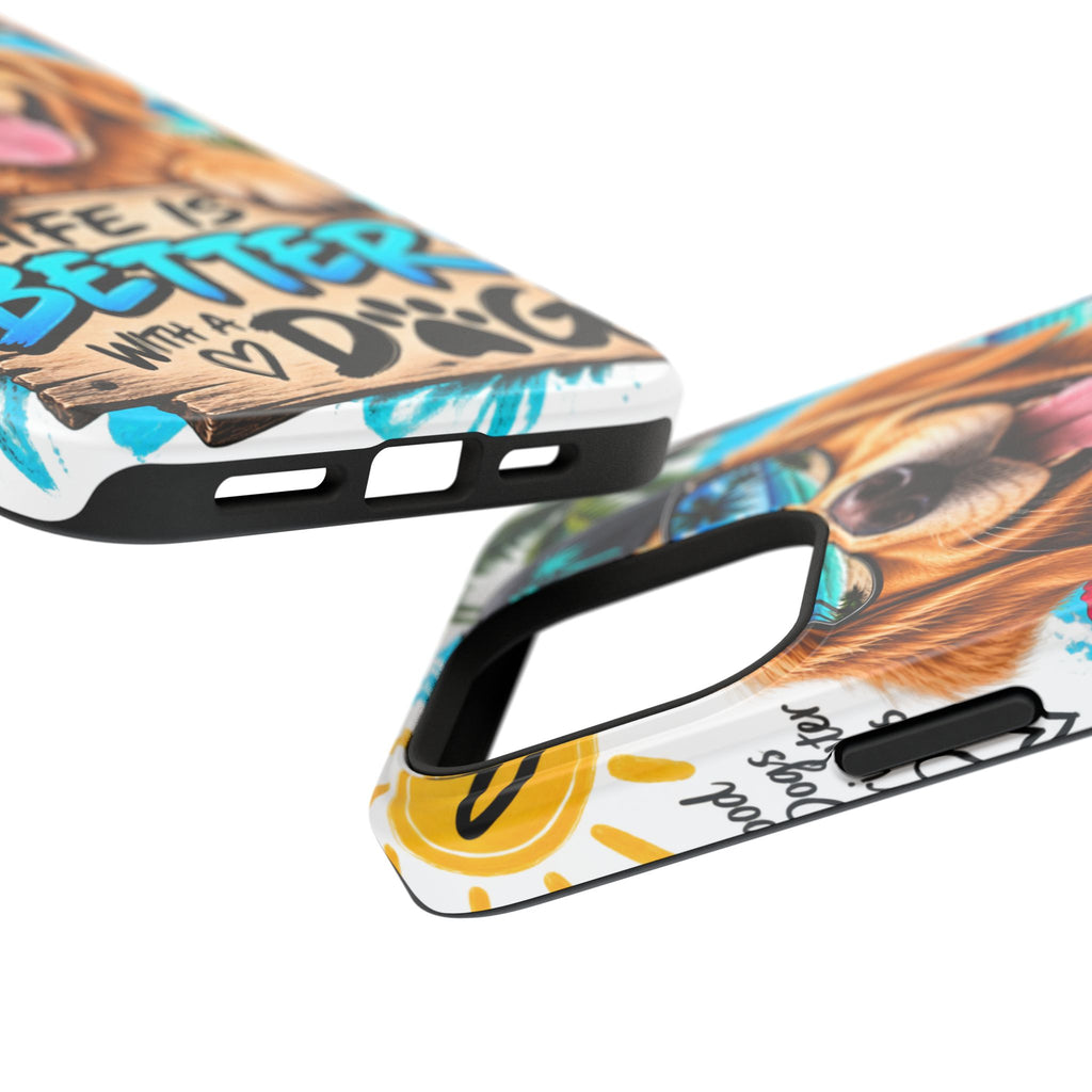 Impact-Resistant Phone Case — "Life Is Better With a Dog" Tropical Dog Design