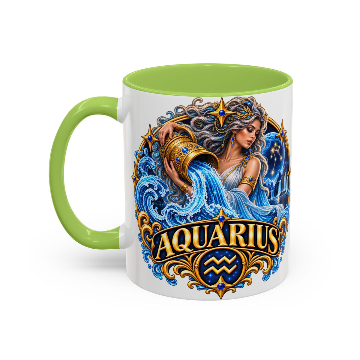 Aquarius Zodiac Coffee Mug — Illustrated Water Bearer Astrology Gift (11/15oz)