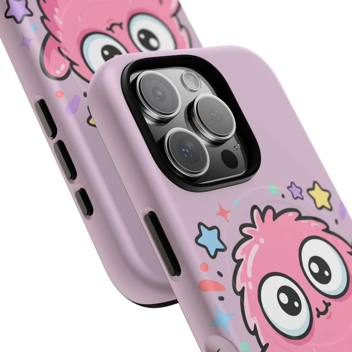 Cute Pink Fuzzy Monster Tough Magnetic Phone Case — Cute Kawaii Protective iPhone Cover
