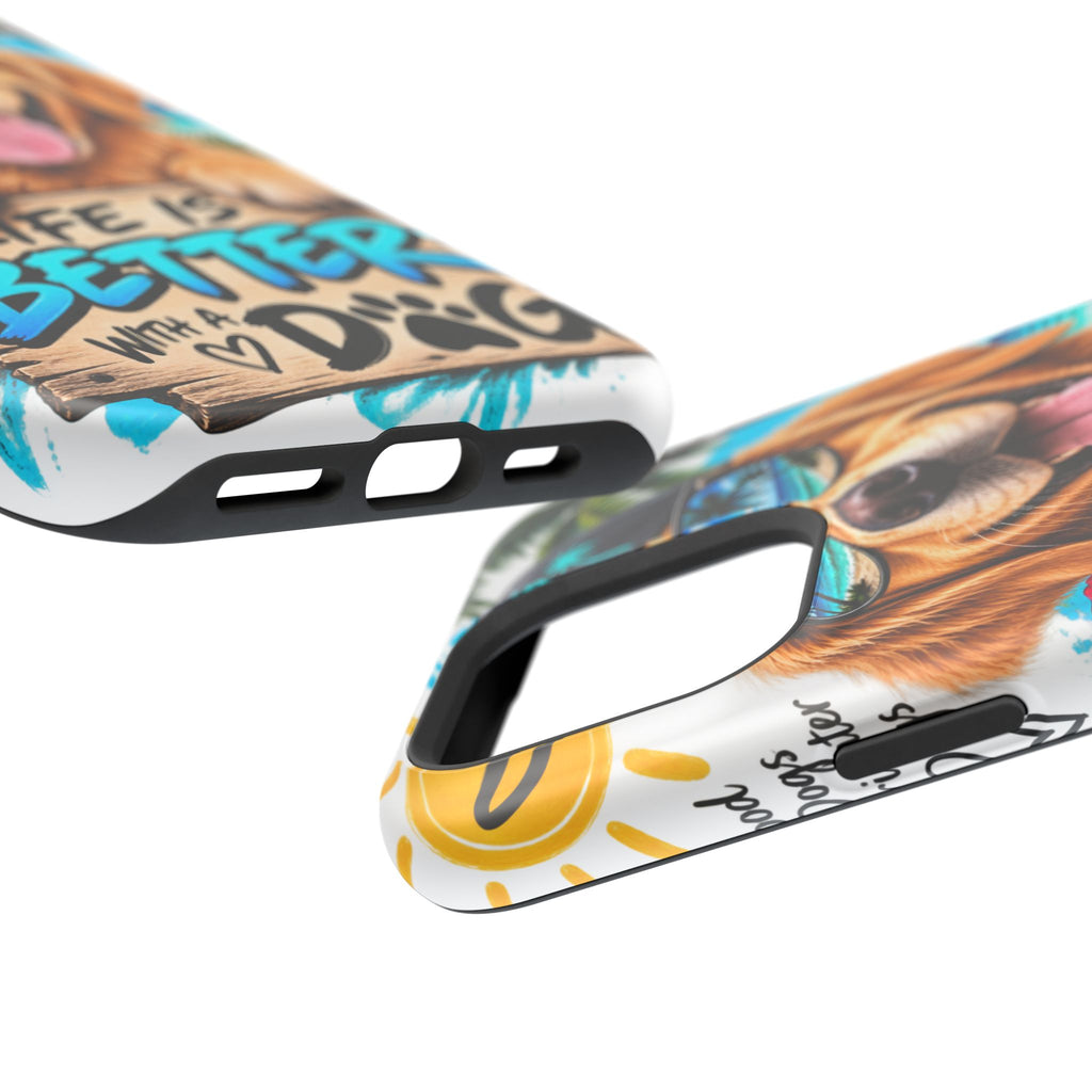 Impact-Resistant Phone Case — "Life Is Better With a Dog" Tropical Dog Design