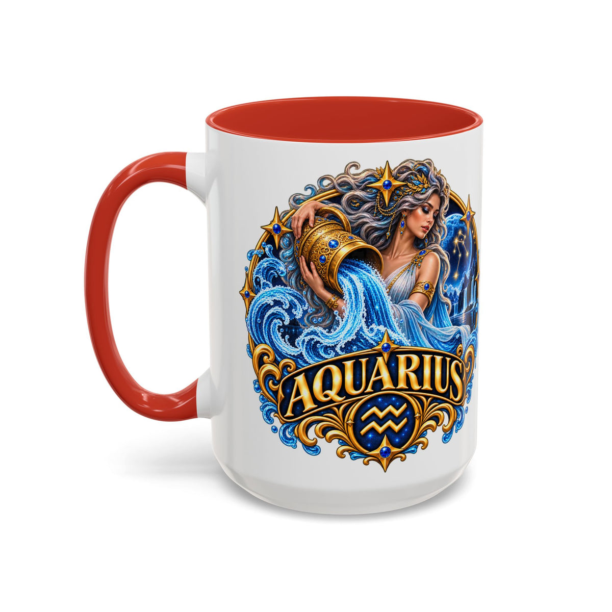 Aquarius Zodiac Coffee Mug — Illustrated Water Bearer Astrology Gift (11/15oz)