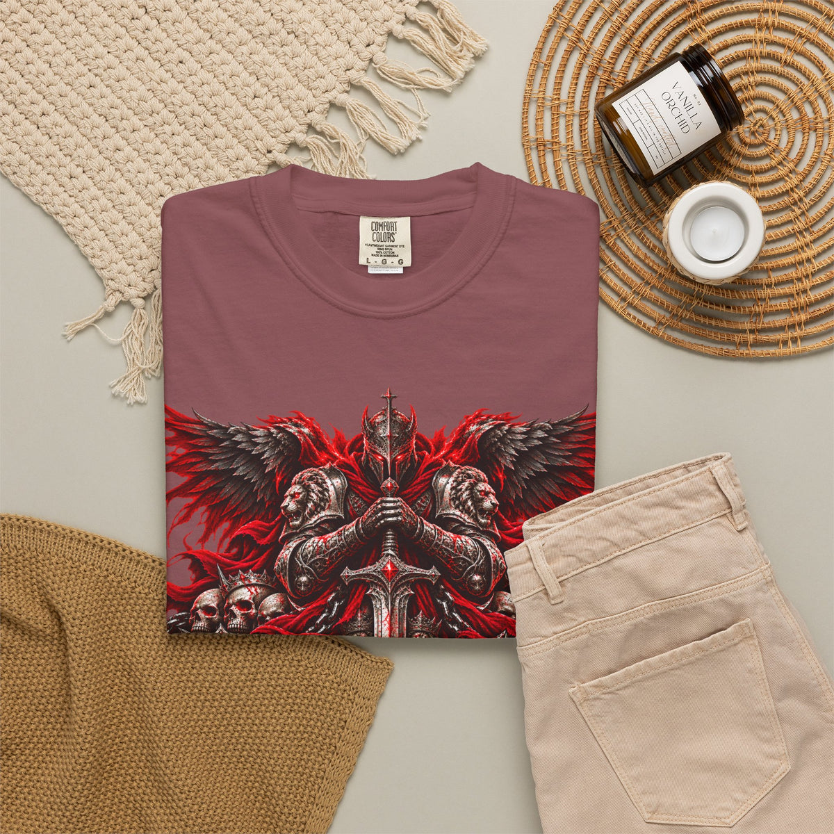 Strength Warrior T-Shirt — Gothic Skull Wings Graphic Tee