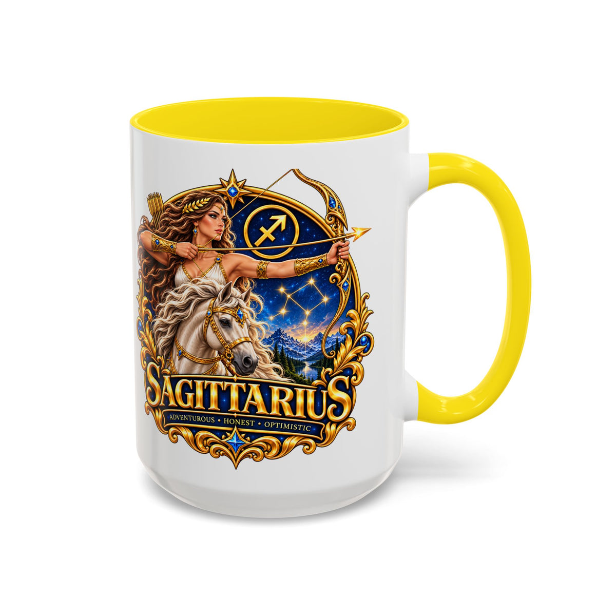 Sagittarius Accent Coffee Mug — Zodiac Archer Design (11/15oz)
