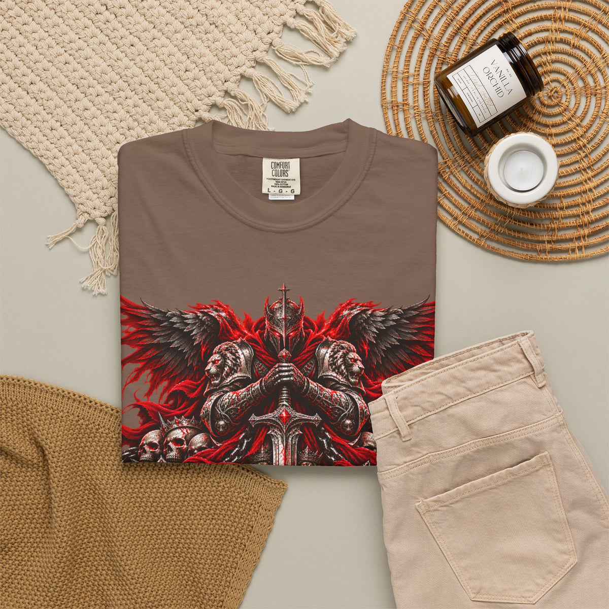 Strength Warrior T-Shirt — Gothic Skull Wings Graphic Tee
