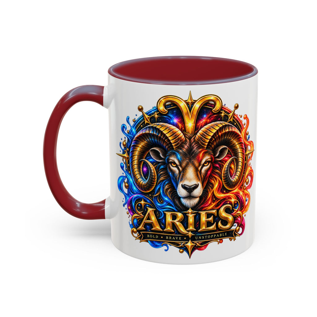 Aries Zodiac Coffee Mug — Colorful Ram Astrology Accent Mug (11/15oz)