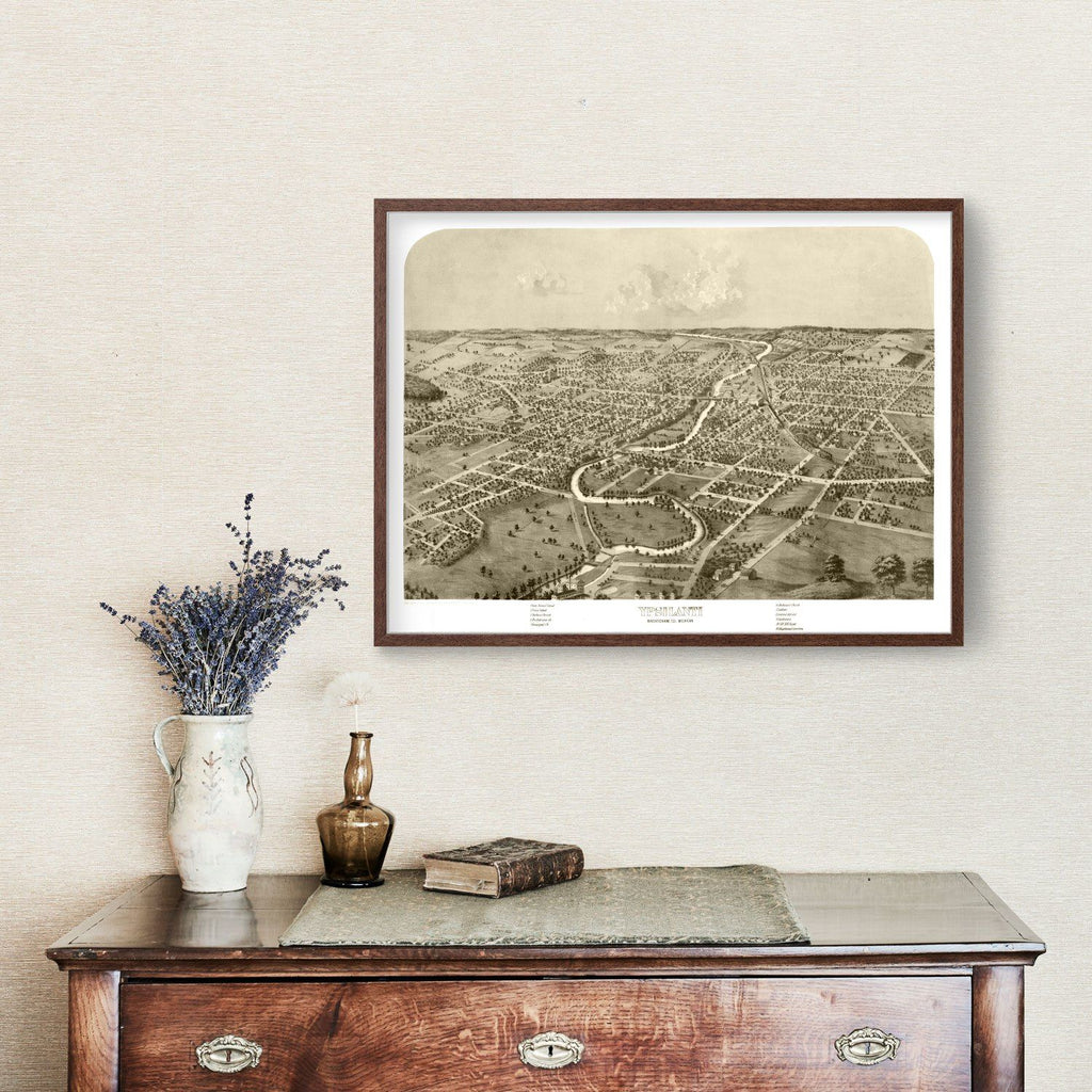 Vintage Map of Ypsilanti, Michigan 1868
