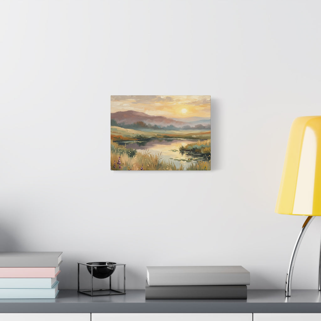 Sunset Meadow Canvas Wall Art — Stretched Matte Landscape Print