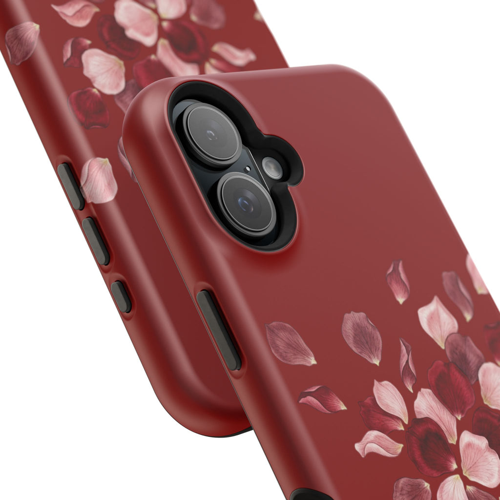Phone Case — Red Floral Petal Magnetic Impact-Resistant Cover
