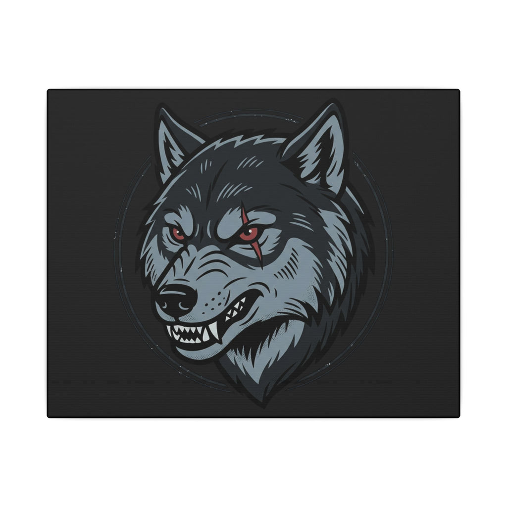 Wolf Head Canvas Wall Art — Fierce Gray Wolf Portrait Matte Stretched