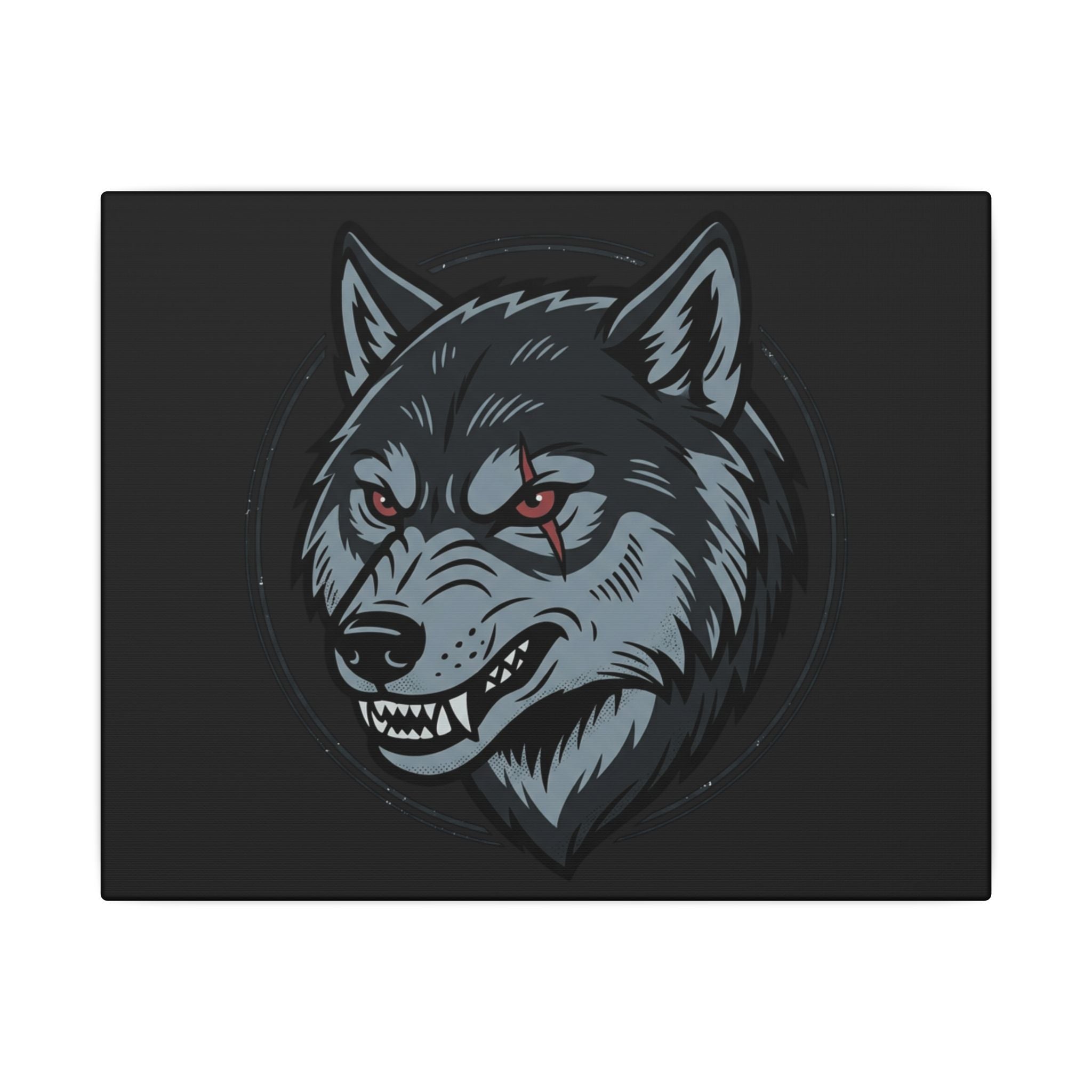 Wolf Head Canvas Wall Art — Fierce Gray Wolf Portrait Matte Stretched