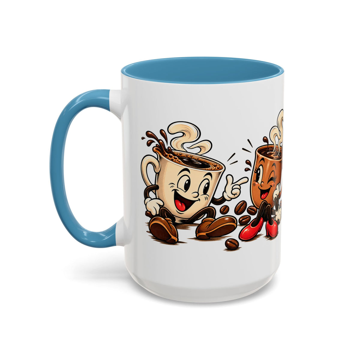 Coffee Cartoon Mug — Cute Dancing Coffee Cups Accent Mug