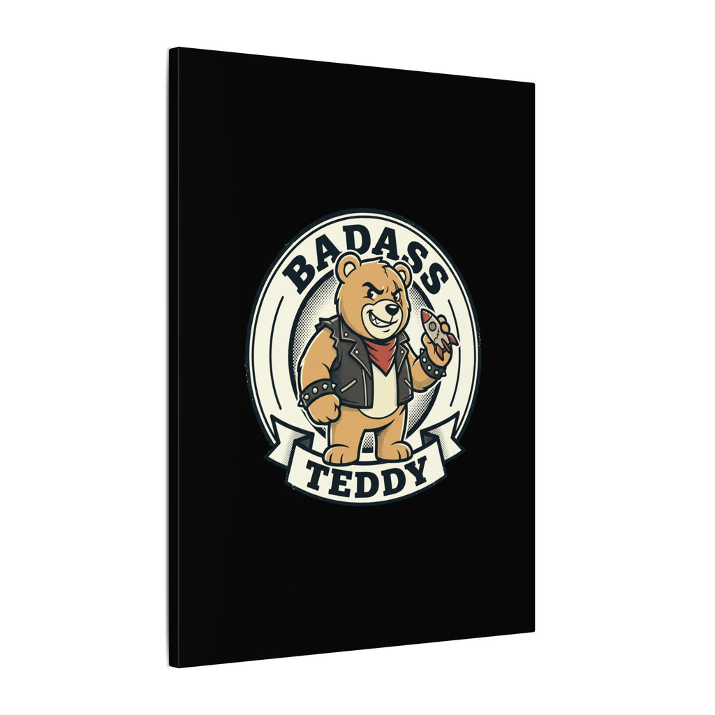 Badass Teddy Canvas Wall Art — Edgy Teddy Bear Stretched Matte Print