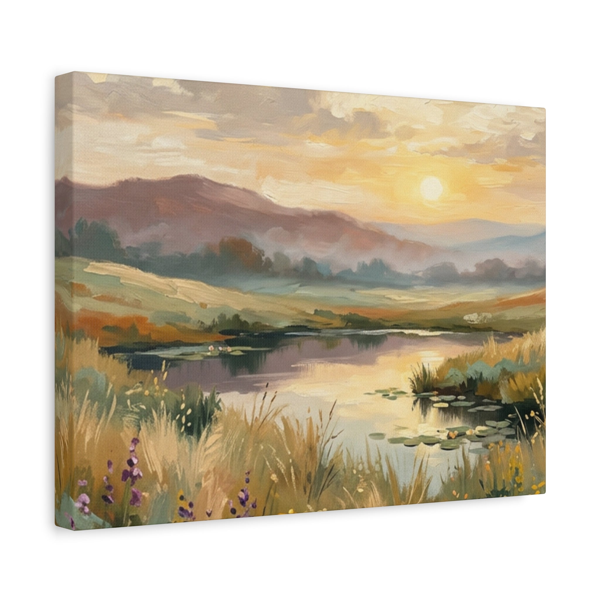 Sunset Meadow Canvas Wall Art — Stretched Matte Landscape Print