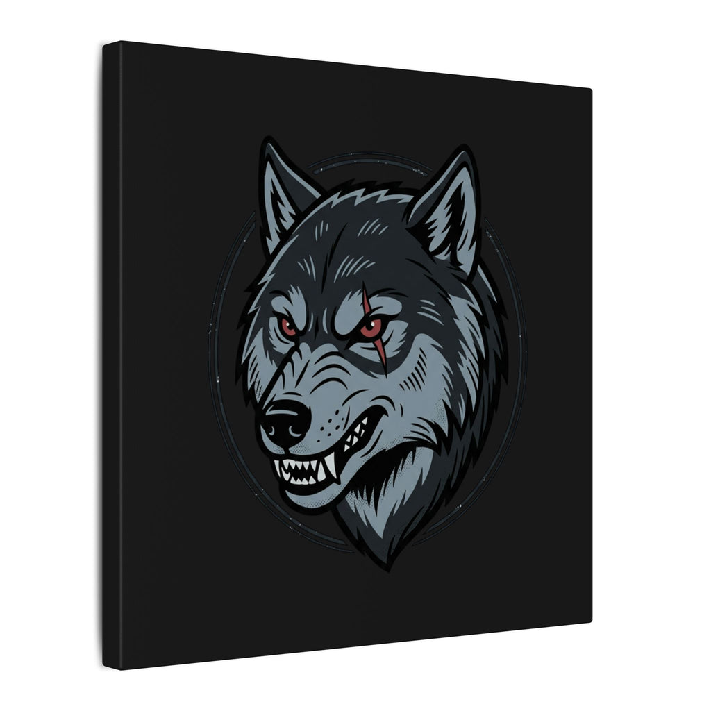 Wolf Head Canvas Wall Art — Fierce Gray Wolf Portrait Matte Stretched