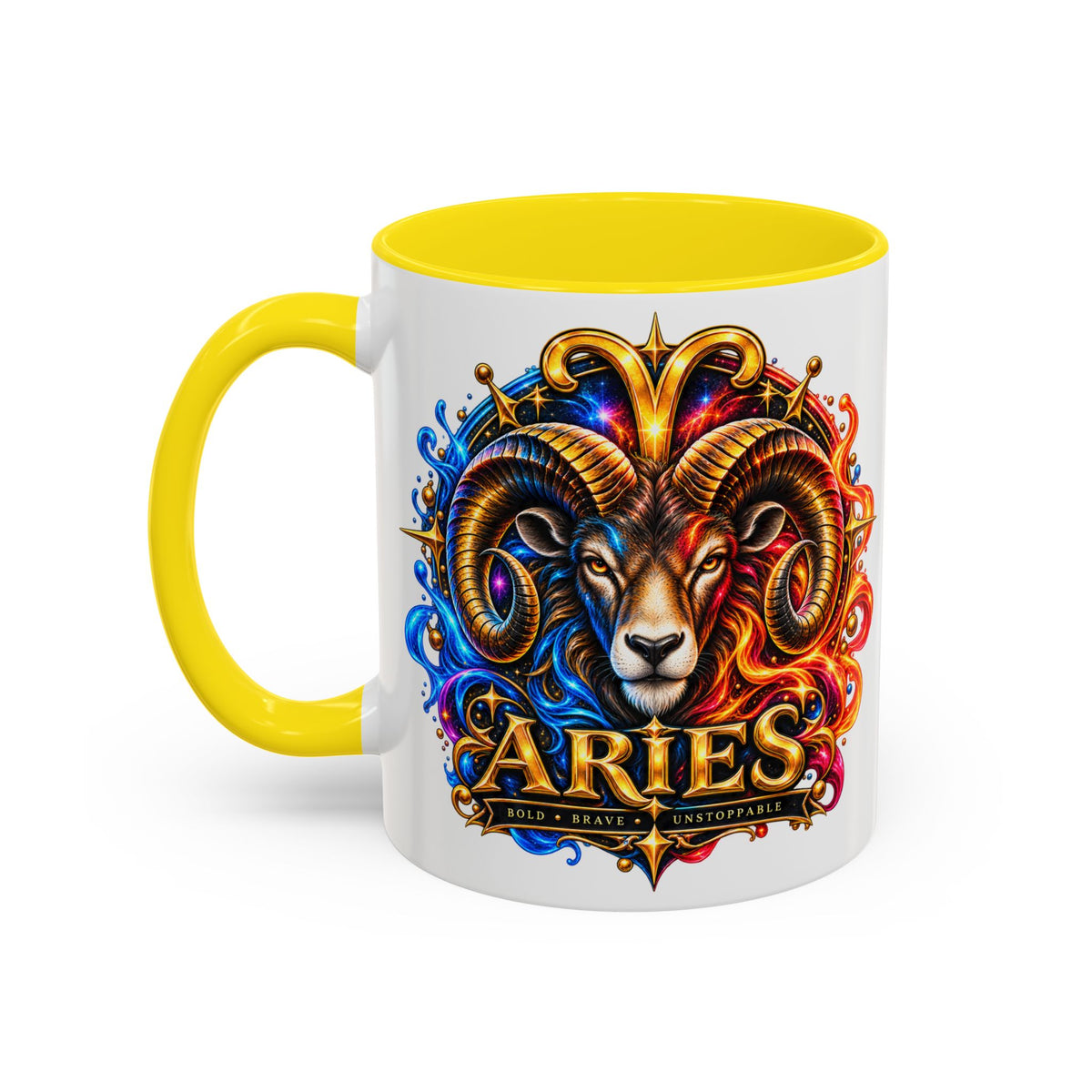 Aries Zodiac Coffee Mug — Colorful Ram Astrology Accent Mug (11/15oz)