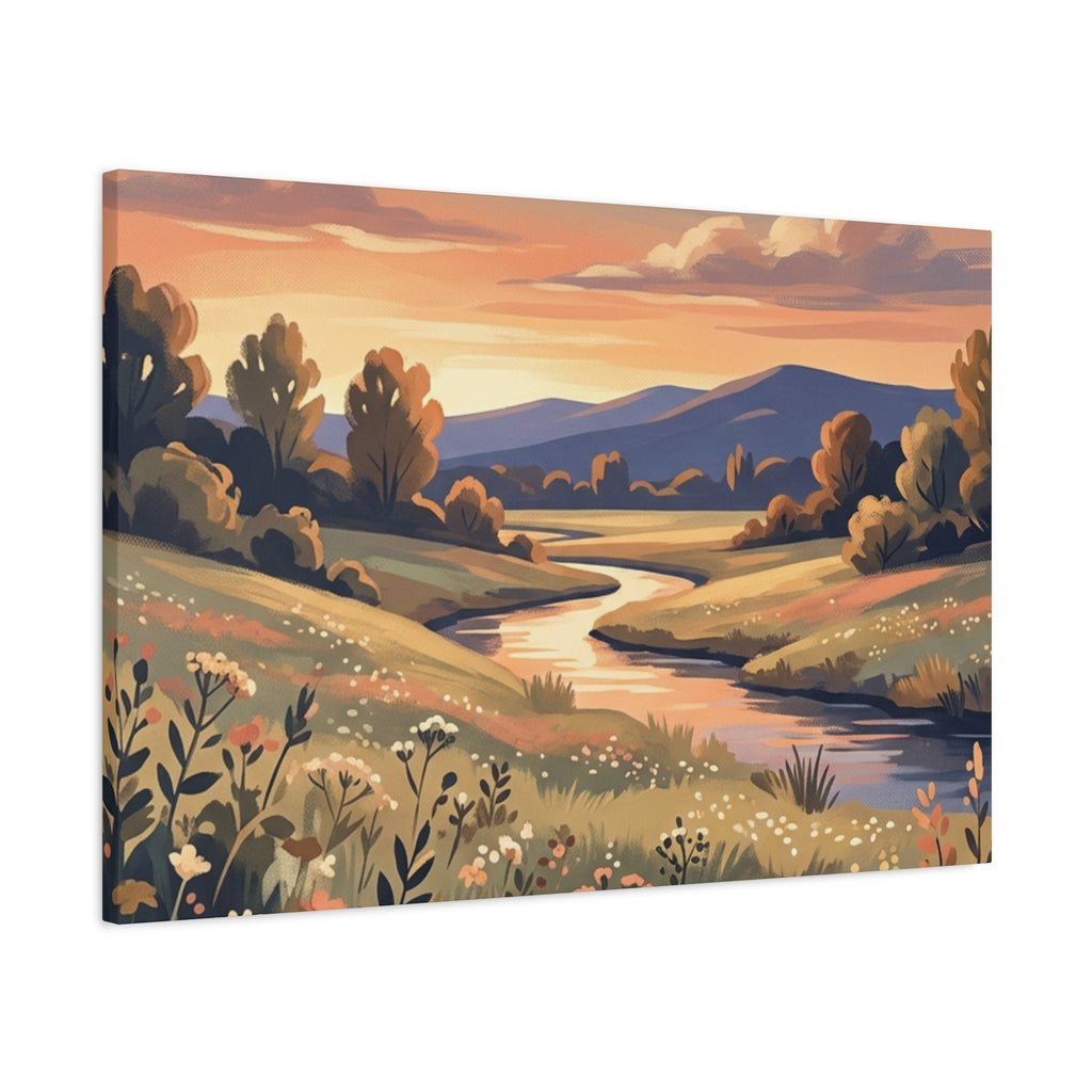 Sunset Meadow Canvas Wall Art