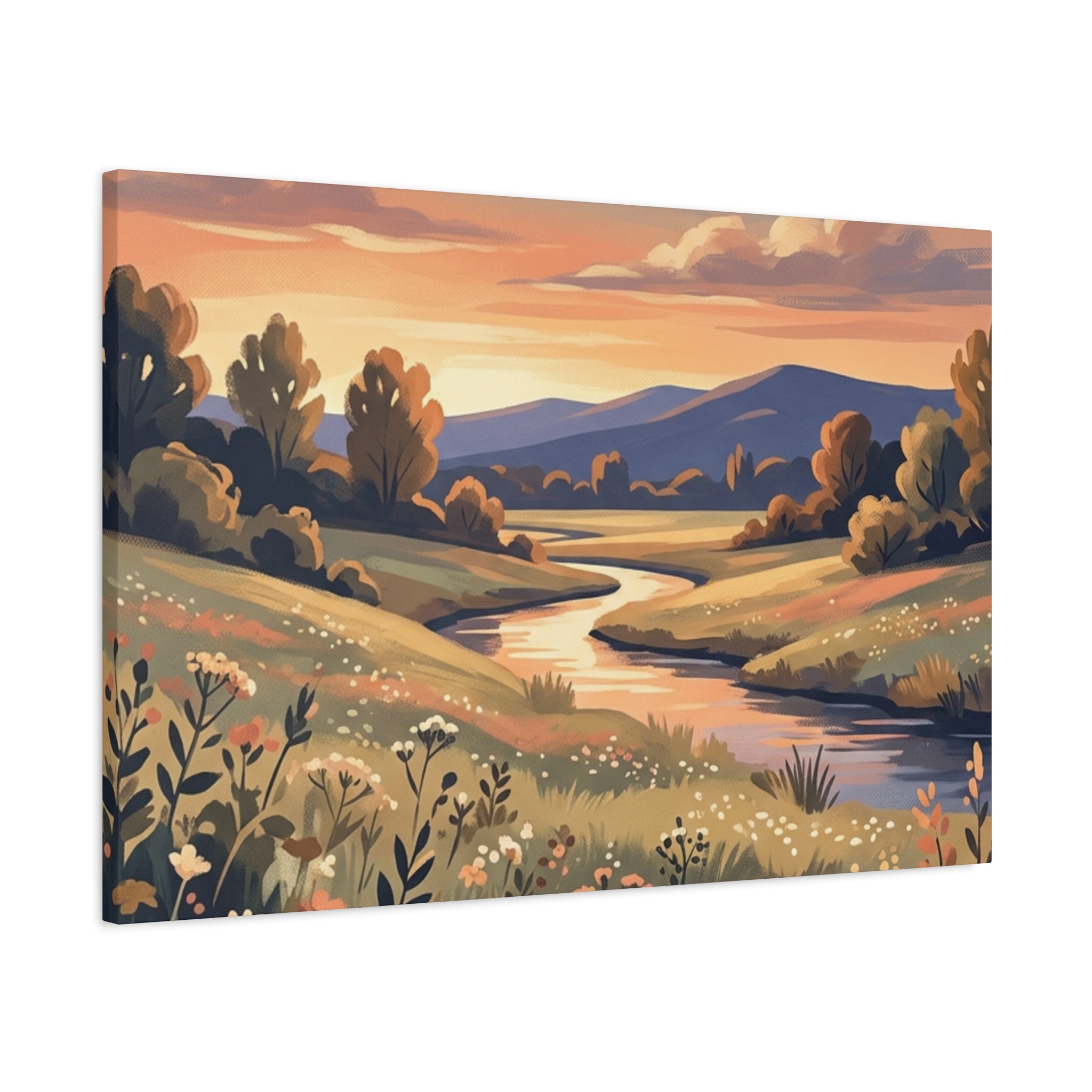 Sunset Meadow Canvas Wall Art