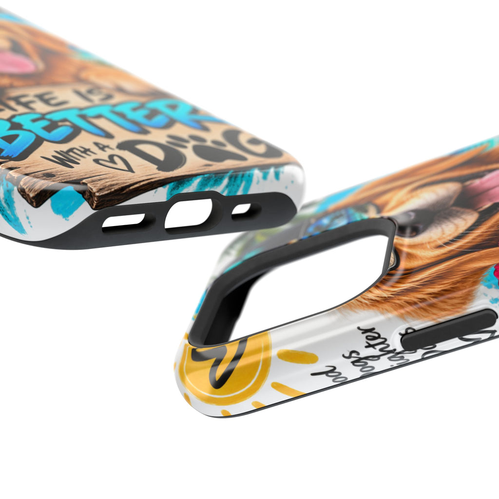 Impact-Resistant Phone Case — "Life Is Better With a Dog" Tropical Dog Design