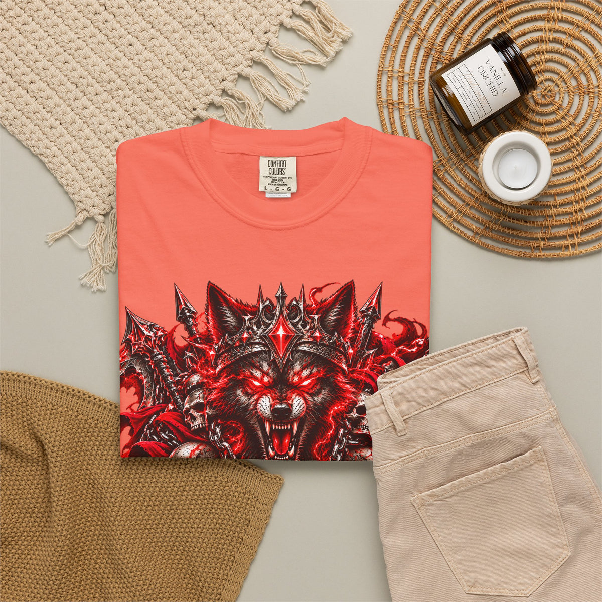 Wolf Skull T-Shirt — Red Gothic Horror Graphic Tee