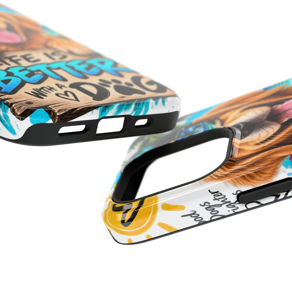Impact-Resistant Phone Case — "Life Is Better With a Dog" Tropical Dog Design