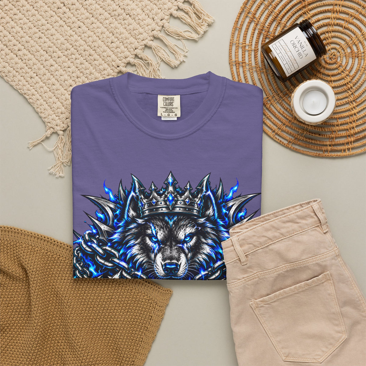 Wolf 'Unstoppable' Graphic Tee — Bold Blue Crowned Wolf Shirt