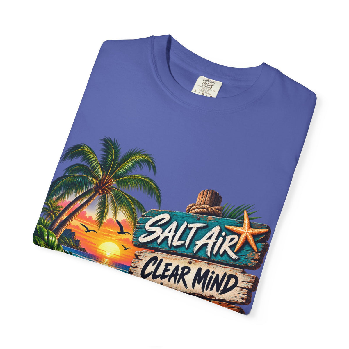 Salt Air, Clear Mind T-Shirt — Tropical Sunset Beach Graphic Tee