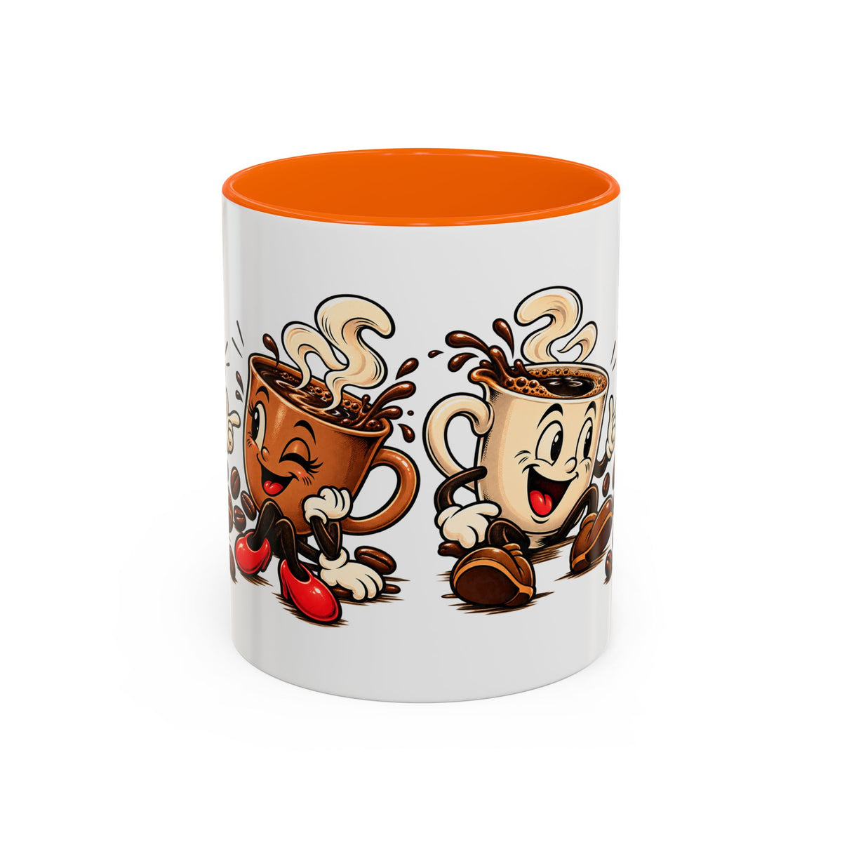 Coffee Cartoon Mug — Cute Dancing Coffee Cups Accent Mug