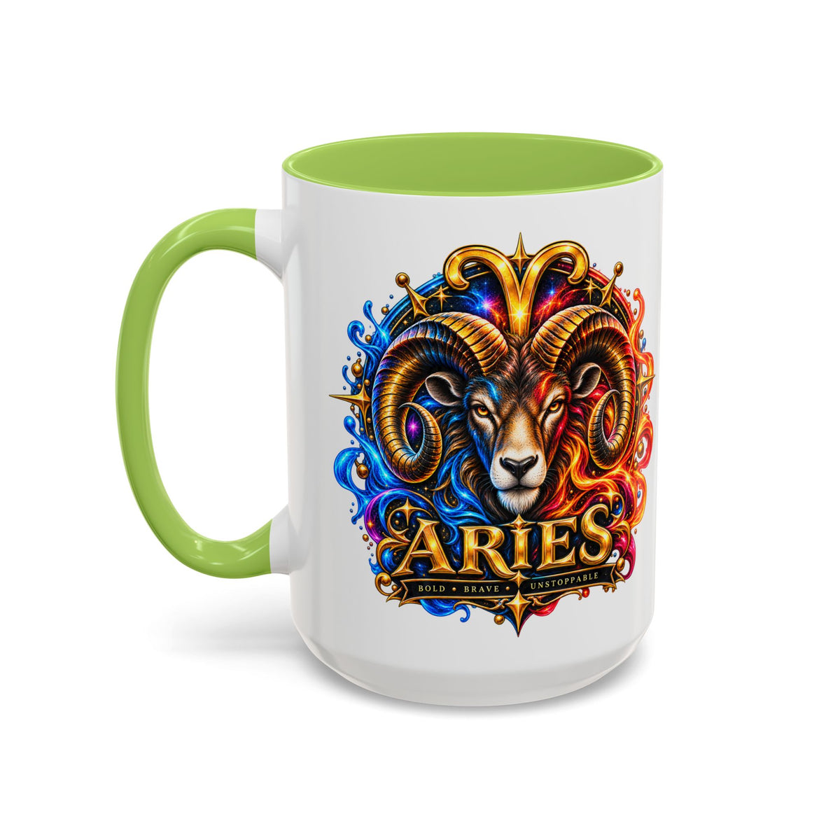 Aries Zodiac Coffee Mug — Colorful Ram Astrology Accent Mug (11/15oz)