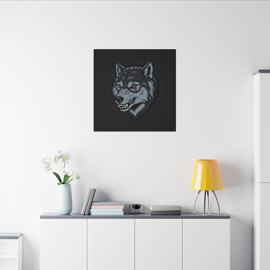 Wolf Head Canvas Wall Art — Fierce Gray Wolf Portrait Matte Stretched