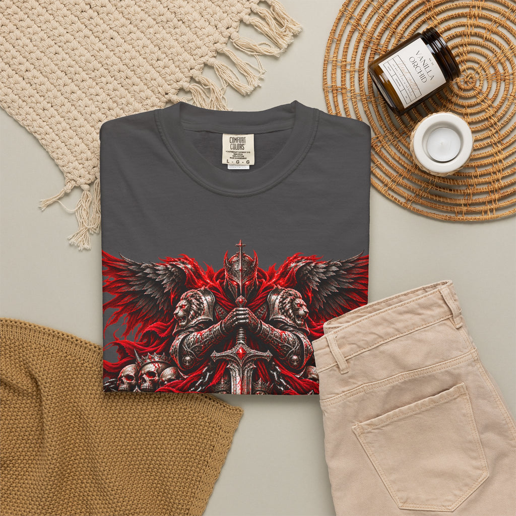 Strength Warrior T-Shirt — Gothic Skull Wings Graphic Tee