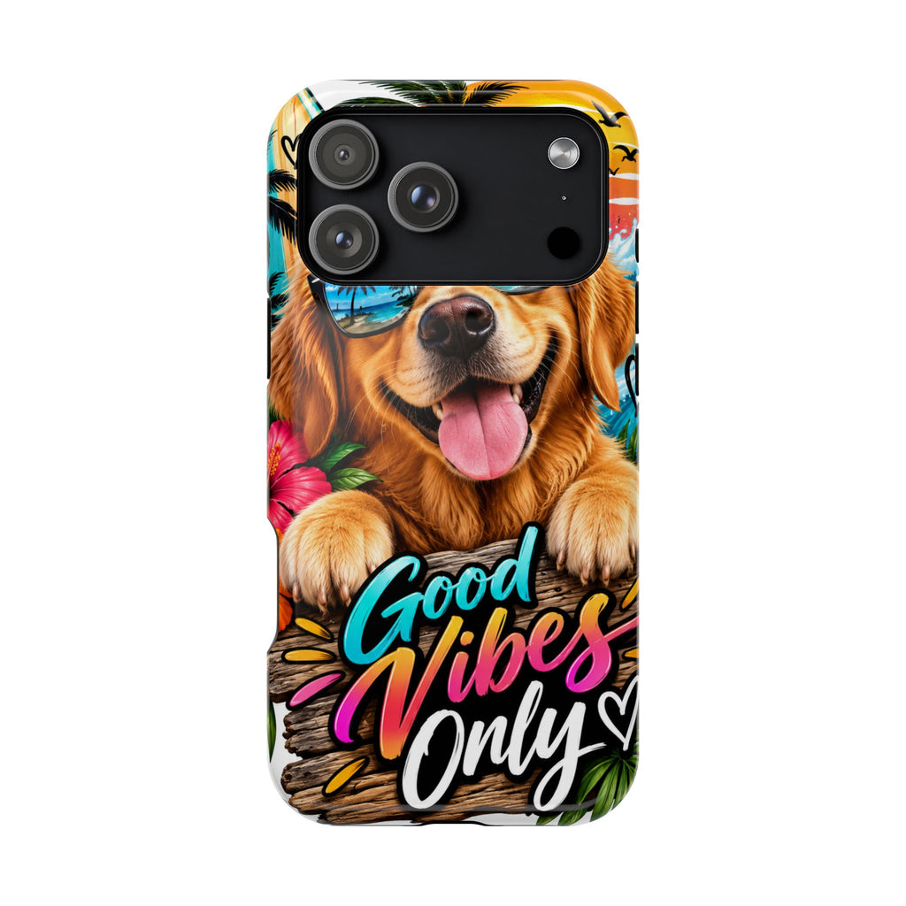 Phone Case — 'Good Vibes Only' Tropical Dog Impact-Resistant Case