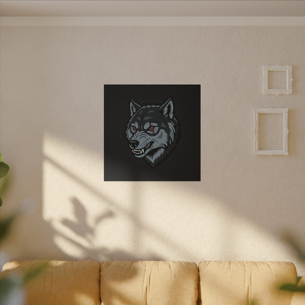 Wolf Head Canvas Wall Art — Fierce Gray Wolf Portrait Matte Stretched