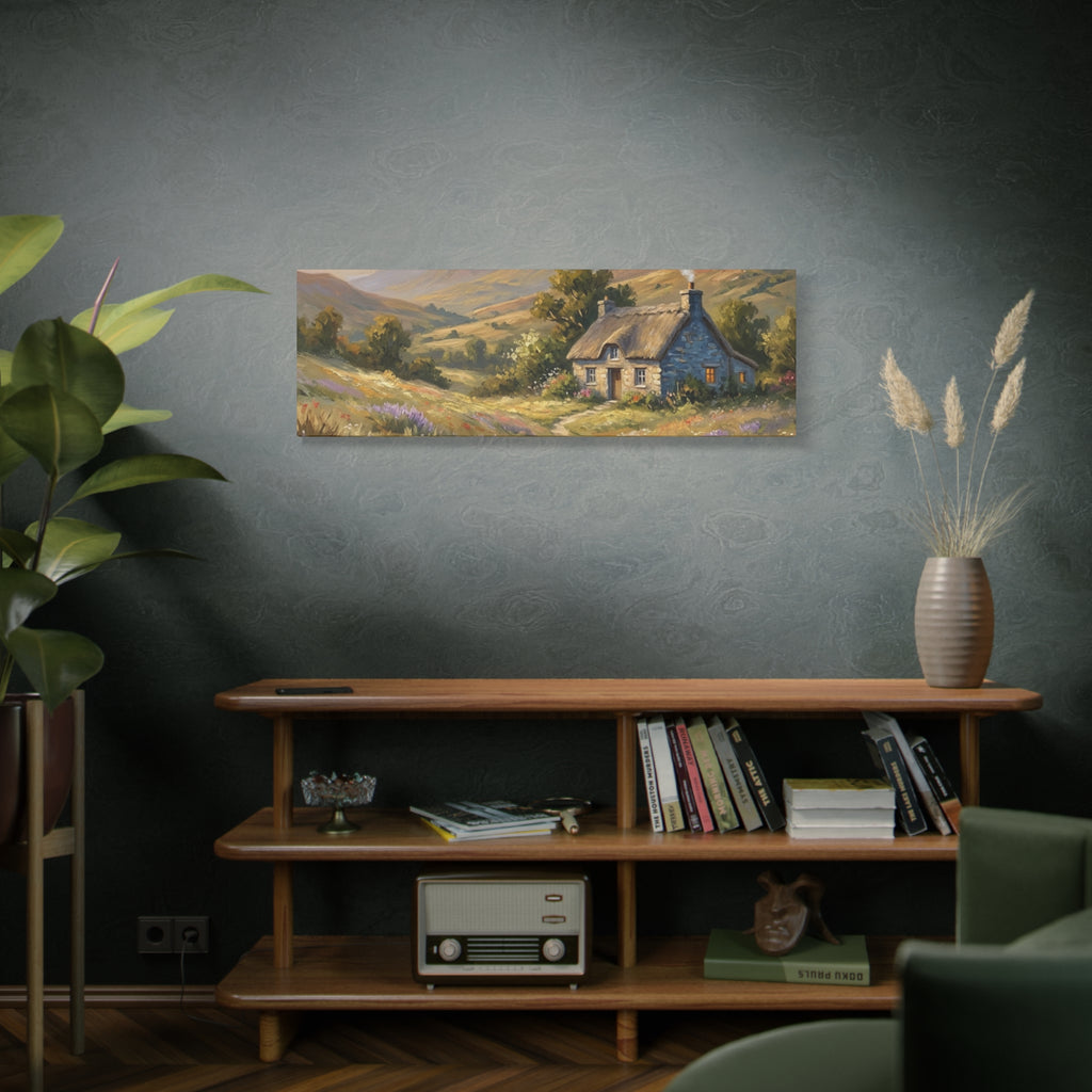 Countryside Cottage Canvas Wall Art — Tranquil Rustic Landscape Print