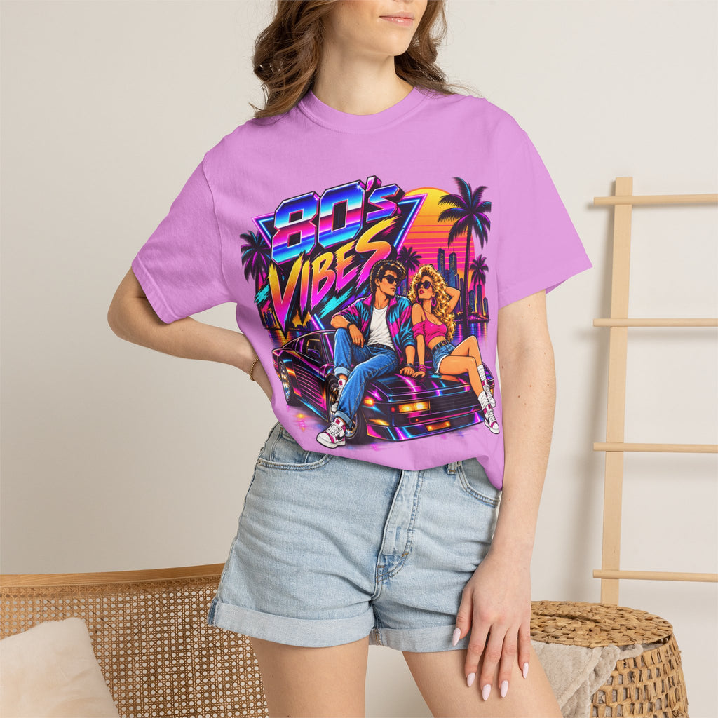 80s Vibes retro car scene T-shirt | neon palm sunset